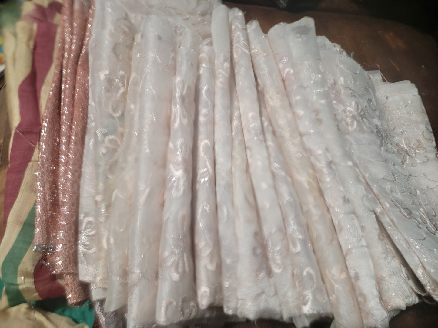 Set 10 Beaded Embroidered Lace Trim Art Craft Stitching fabric Doll Clothes Ornament Projects