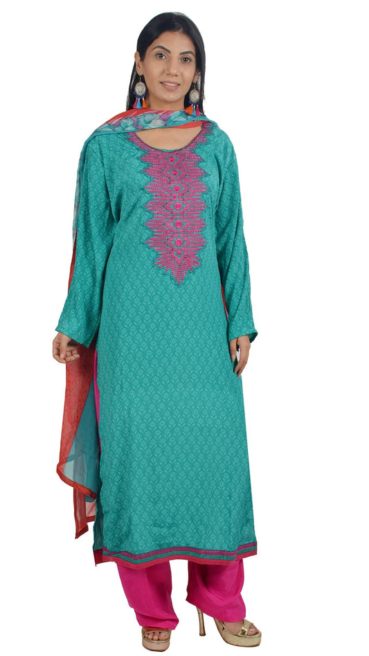 Blue Crepe Embroidered Salwar kameez Chest 46