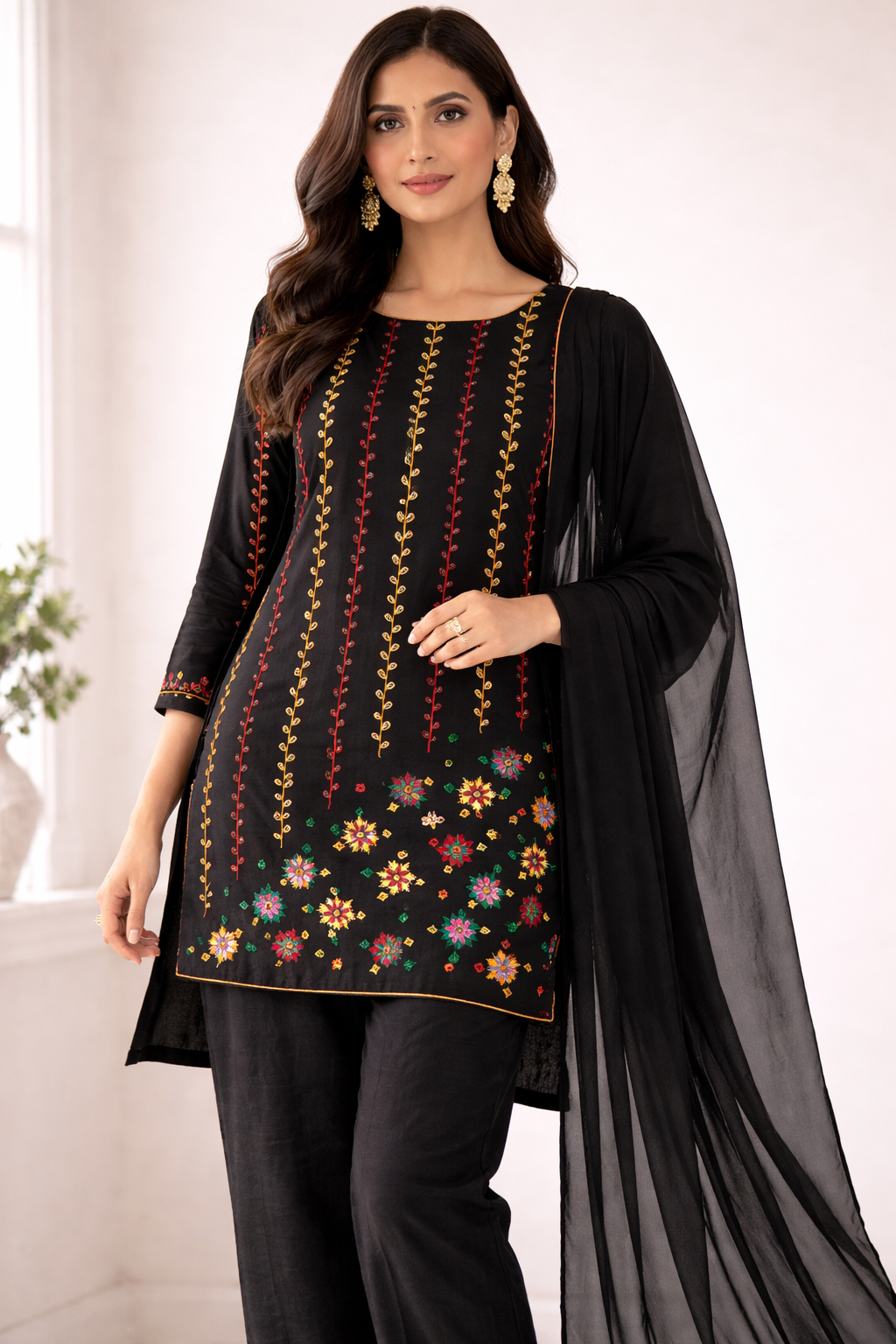 Black Embroidered  Salwar kameez dress chest size 36 XSmall