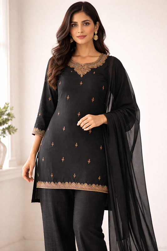 Black Salwar kameez dress size XSmall  36 long sleeves
