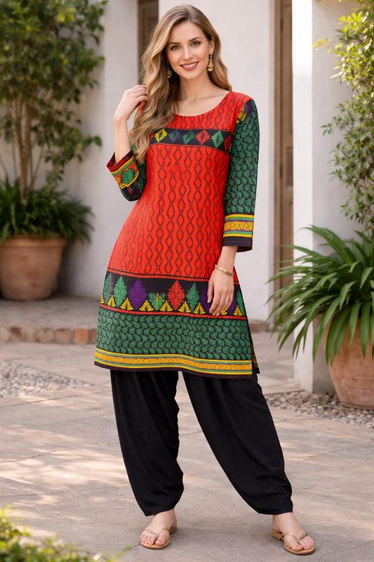 Orange  cotton Salwar kameez dress plus size 52