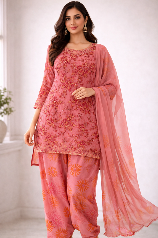 Pink Embroidered  Salwar kameez dress chest size 38 Small