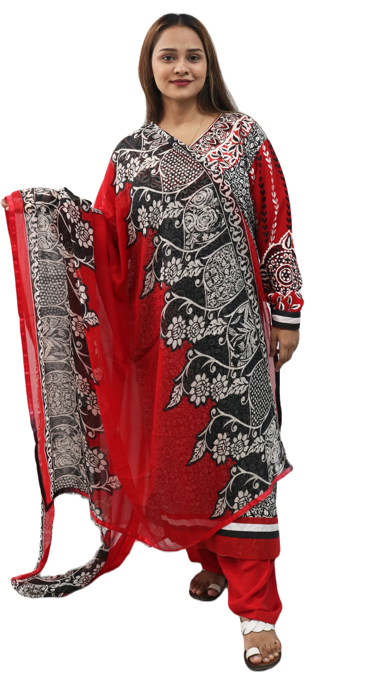 Black Printed Crepe  Dress Salwar kameez Dress Plus Chest Size 50