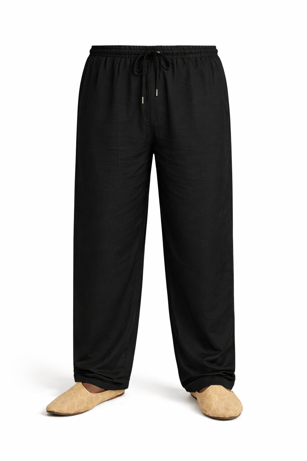Men’s Black Cotton Pajama – Traditional Drawstring Waist Plus Sizes up to 7XL