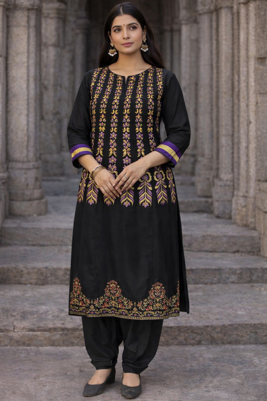 Black Plus chest  Size  48 Embroidered Salwar Kameez Set