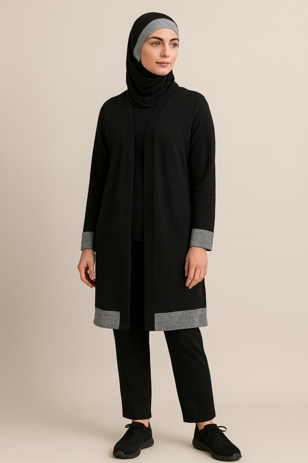 set of 2 Black & Gold / Black & Silver Cotton Underscarf Cap