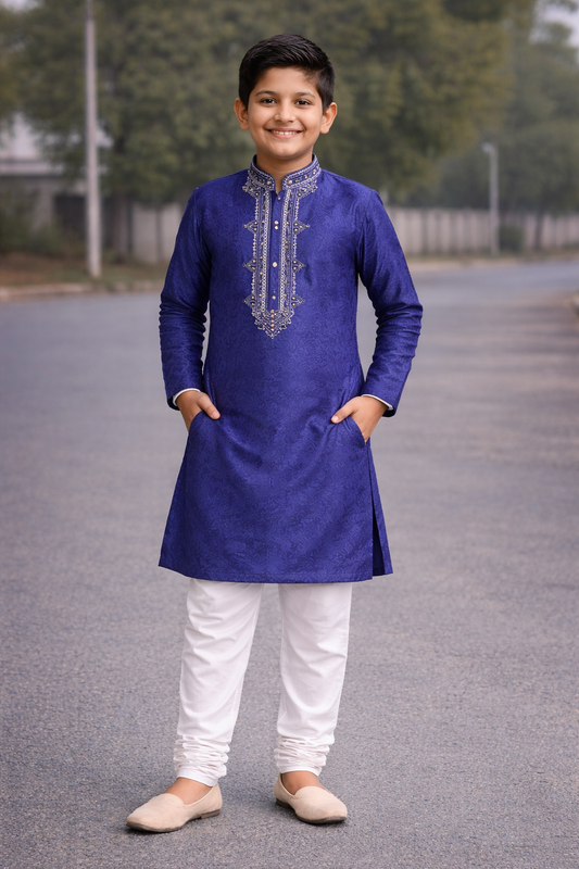 Blue Boys Kurta Pajama set Indian Wedding Party Wear age 10,11.12