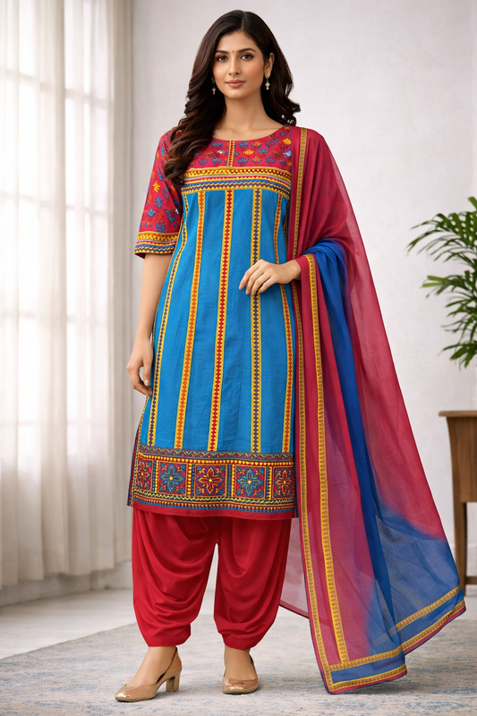 Blue cotton salwar kameez dress size 50