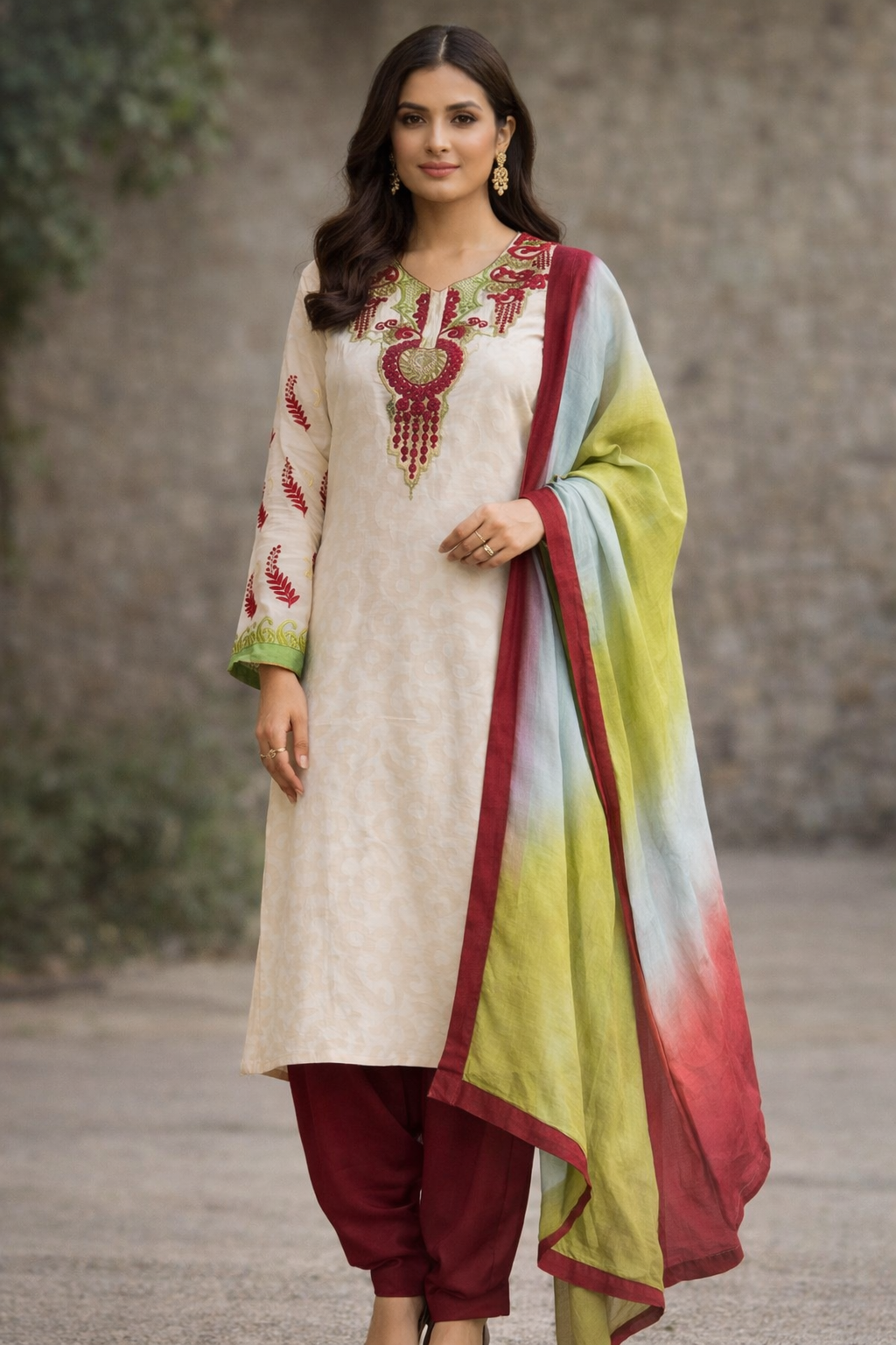 Cream Embroidered Plus size 54 Salwar kameez Dress Indian Wedding Party Wear