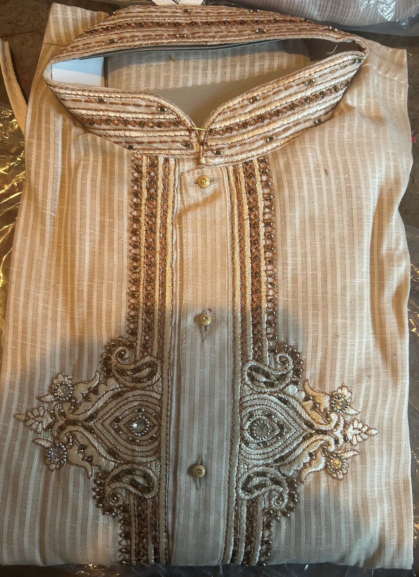 Cream Boys Kurta Pajama Set Age 11