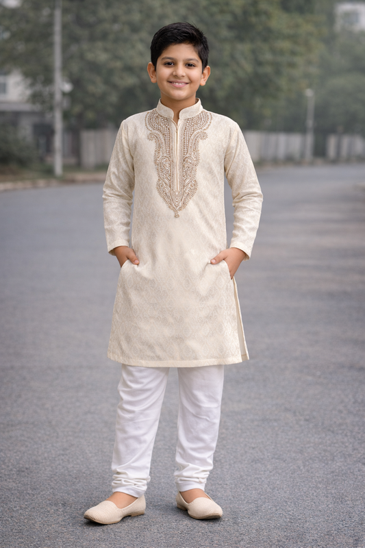 Boys Traditional Embroidered Kurta with Pajama – Festive Wear Age 11-14
