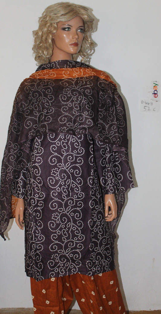 Brown Cotton  Salwar kameez Dress Plus Chest Size 50