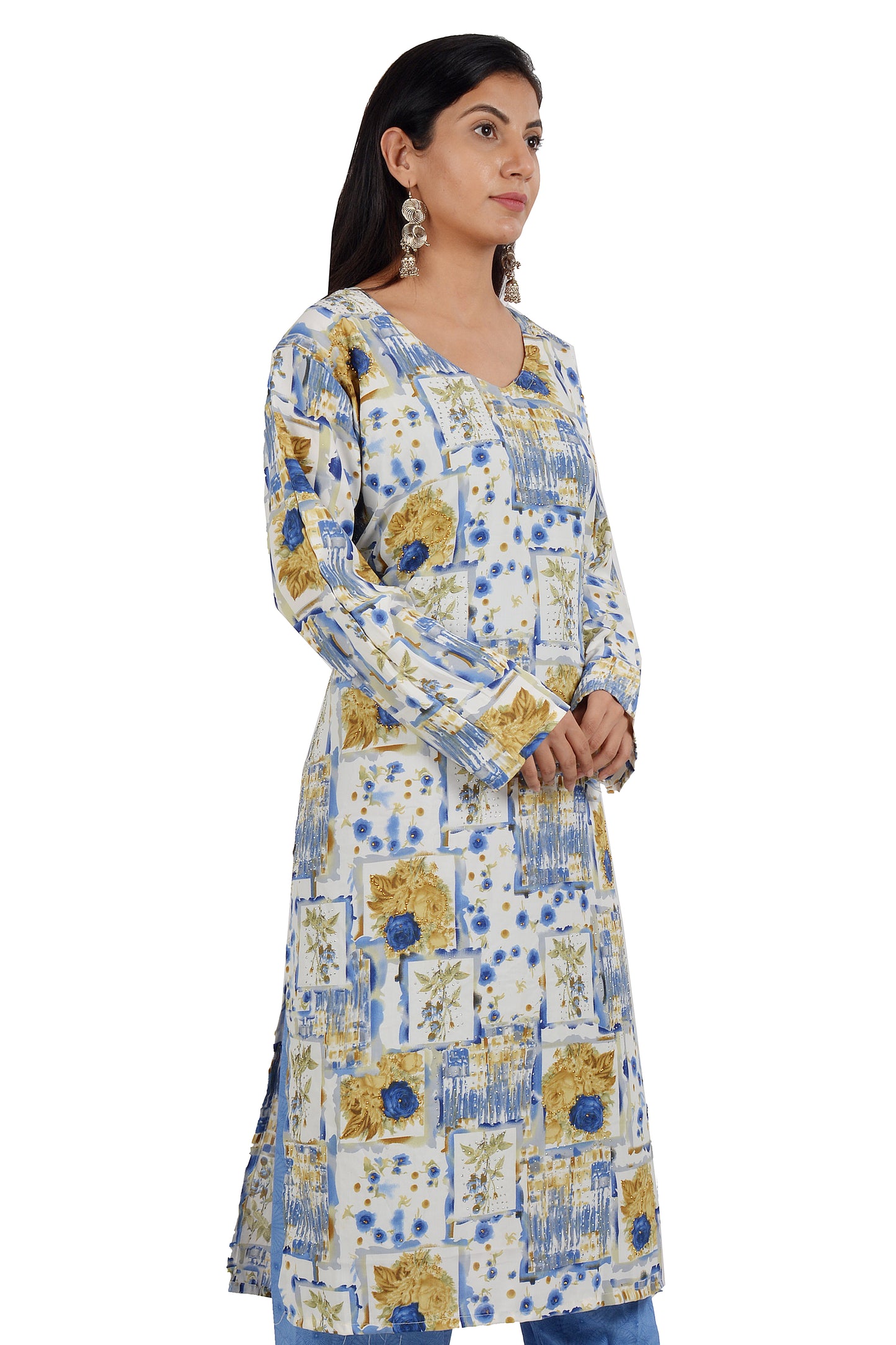 Blue Printed  Dress Salwar kameez Dress Chest Size 46