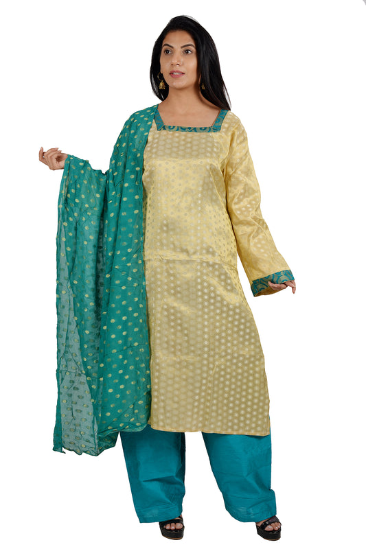 Gold salwar kameez Dress plus Chest size 48 Long sleeves Indian Wedding Party Wear