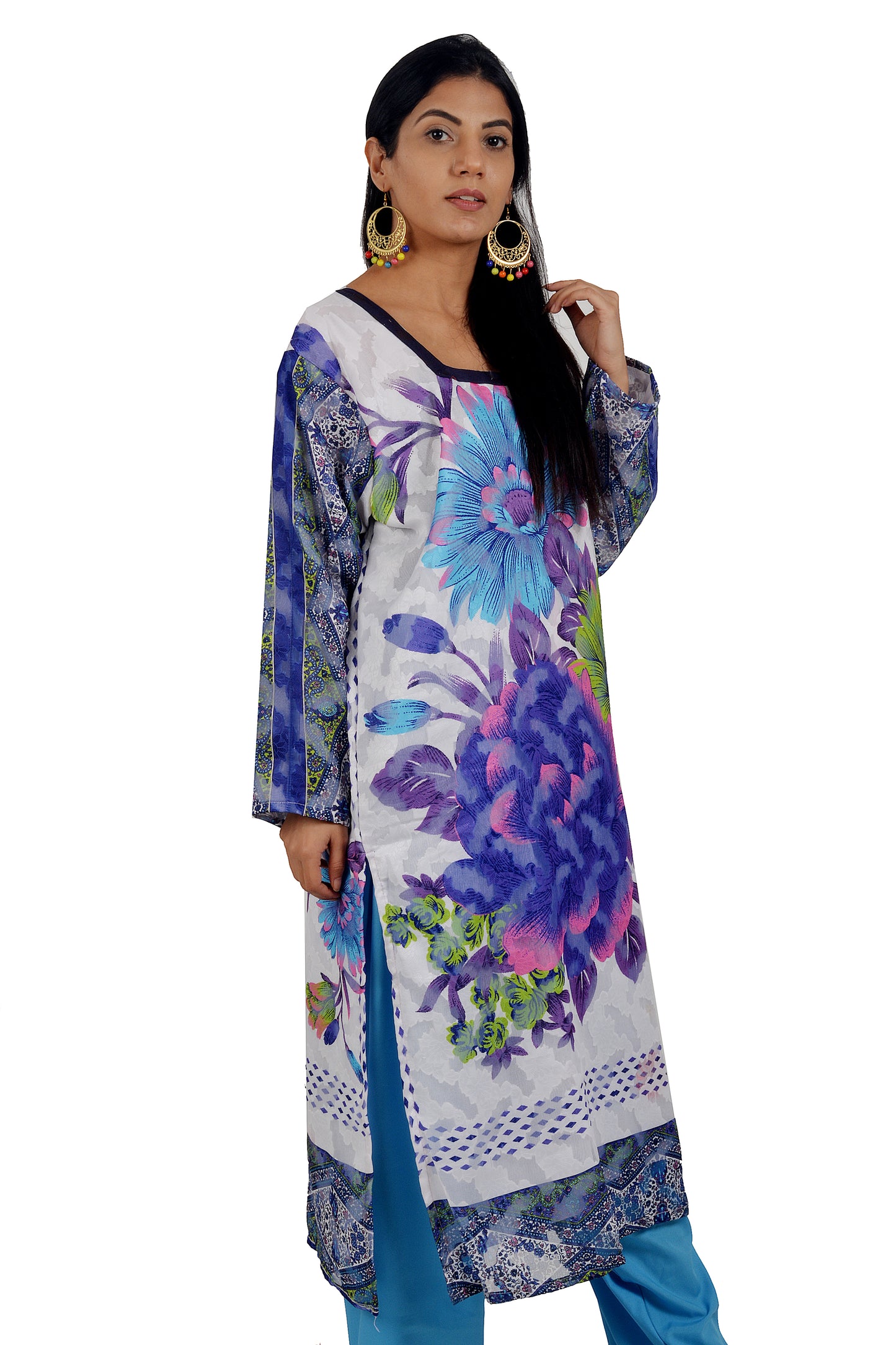 Blue Cotton  Dress Salwar kameez Dress Plus Chest Size 50