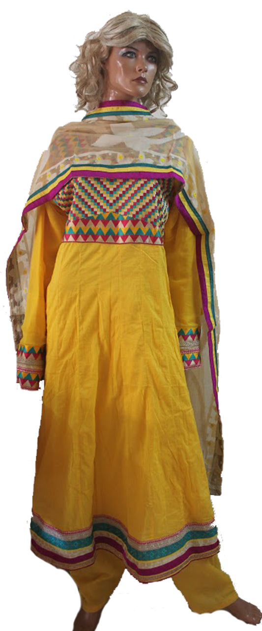 yellow Embroidered Salwar kameez Dress Anarkali  Chest size 46