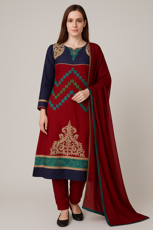 Embroidered salwar kameez Dupatta set plus size 50