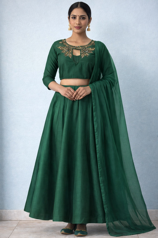 Green Lehanga Choli set Size Medium Indian Wedding Party wear Chest size 40