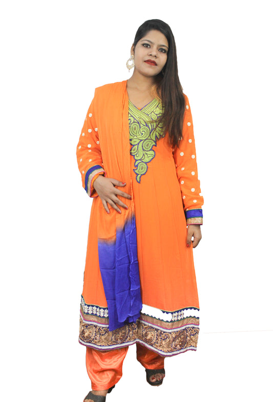 Orange Anarkali Salwar kameez Dress Indian wedding party wear Size Xsmall
