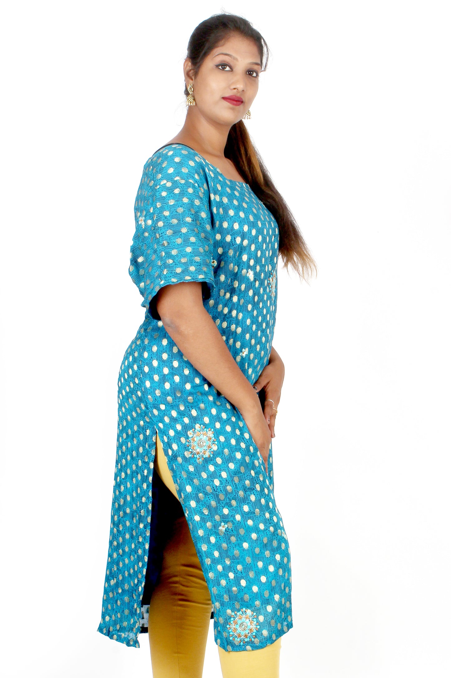 Blue Embroidered Salwar kameez plus Chest Size 52 wedding party wear