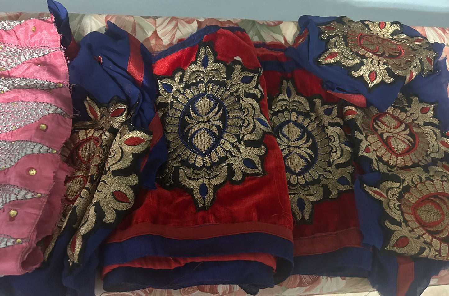 Set of 10 Beaded Fabric Craft Pieces for DIY & Doll Clothes