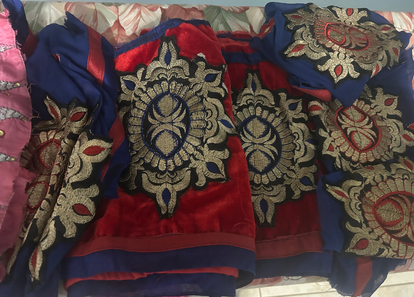 Set of 10 Beaded Fabric Craft Pieces for DIY & Doll Clothes