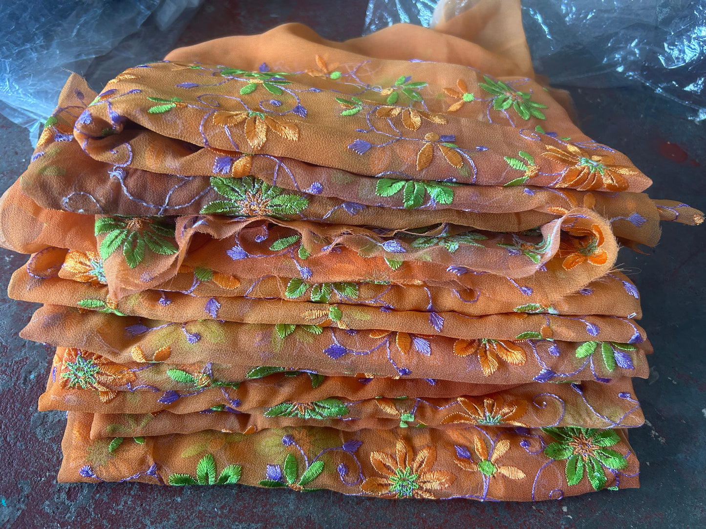 Set of 10 small embroidered pieces art craft stitching