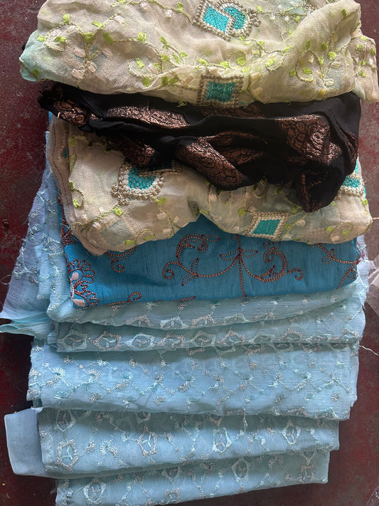 Set of 10 small fabric Pieces Art Craft Stitching Scrap Book Junk Journal