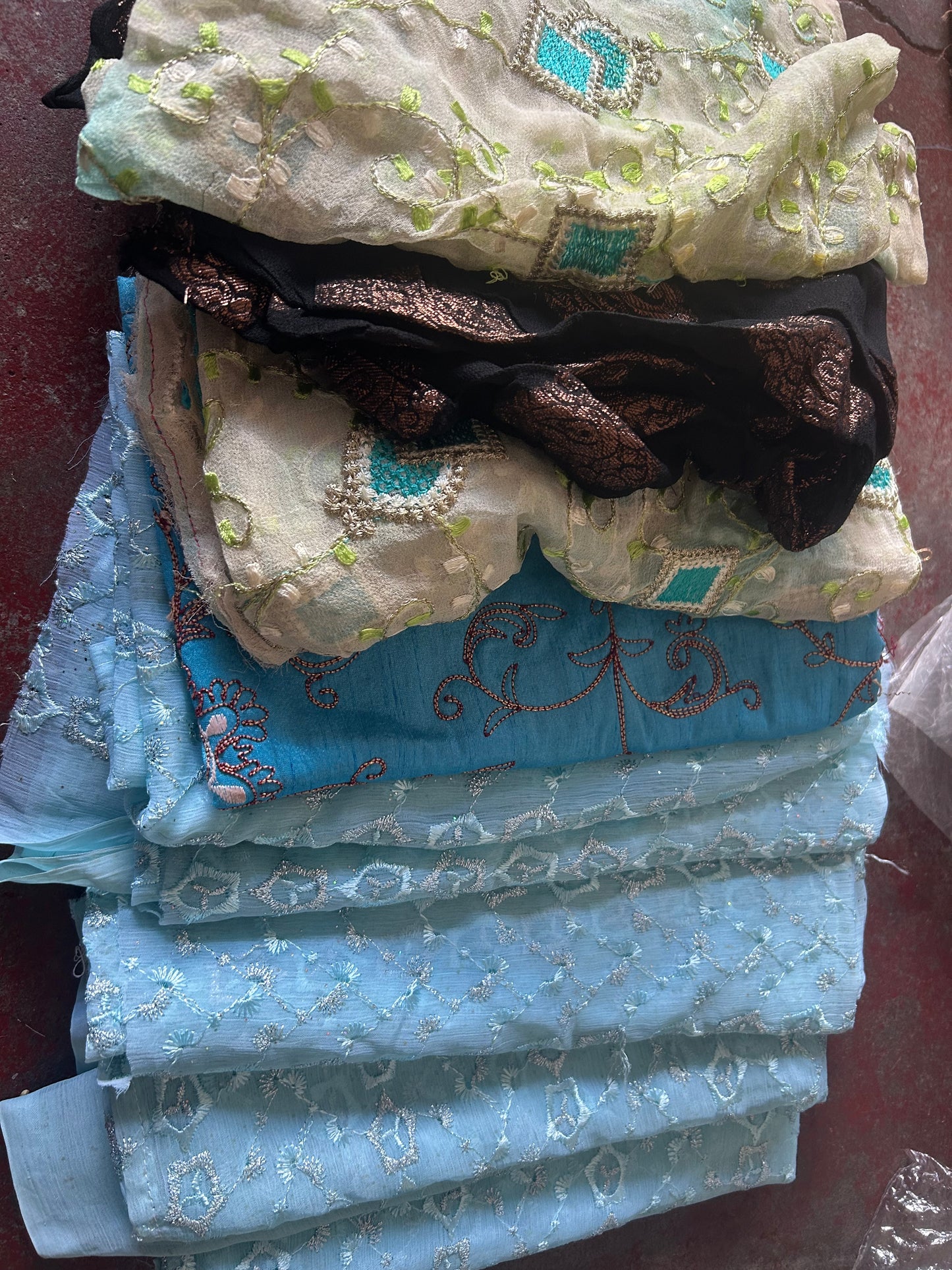 Set of 10 small fabric Pieces Art Craft Stitching Scrap Book Junk Journal