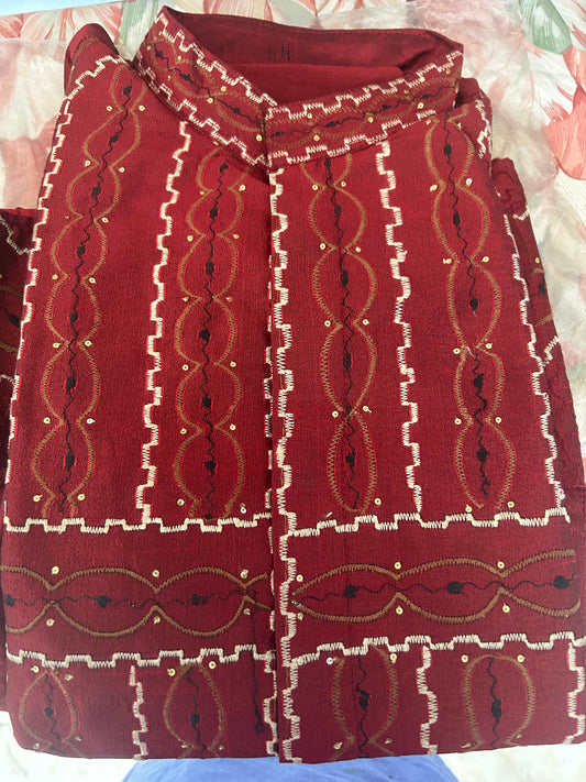 Burgundy men kurta pajama size xl