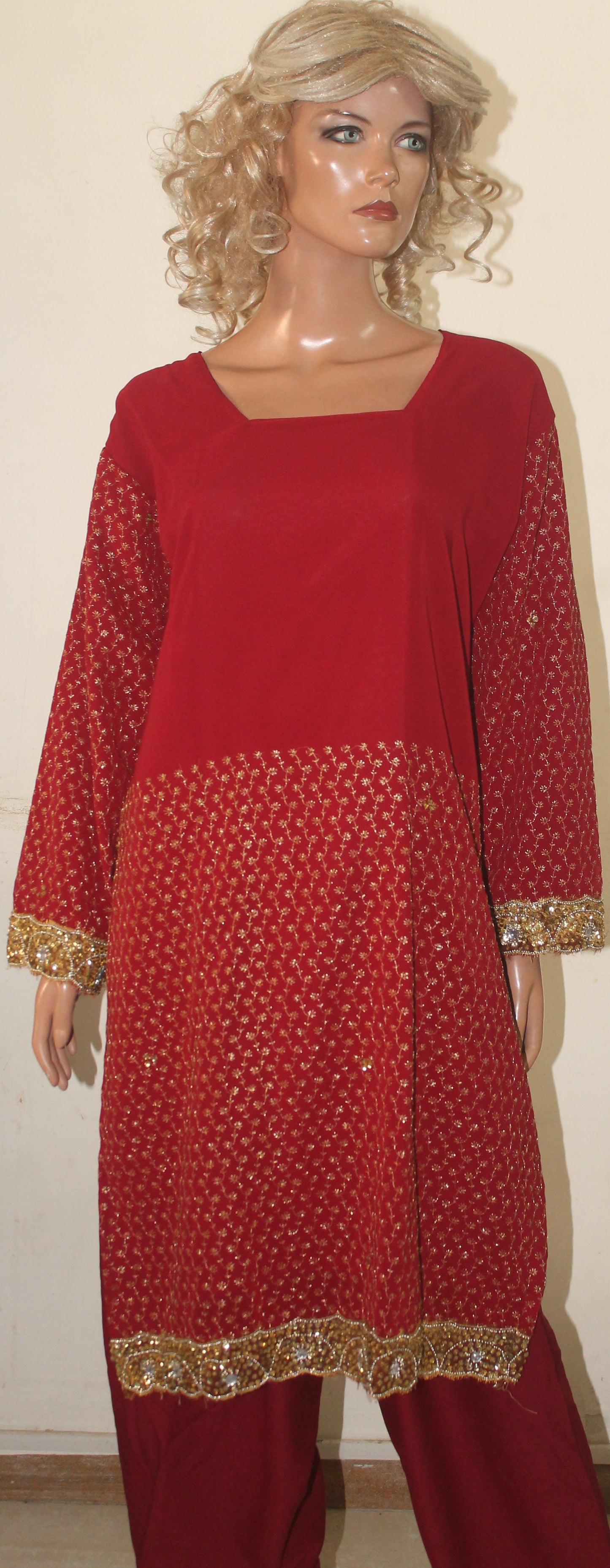 Red Dress Salwar kameez Dress Chest Plus chest  Size 50 Indian Wedding Party wear