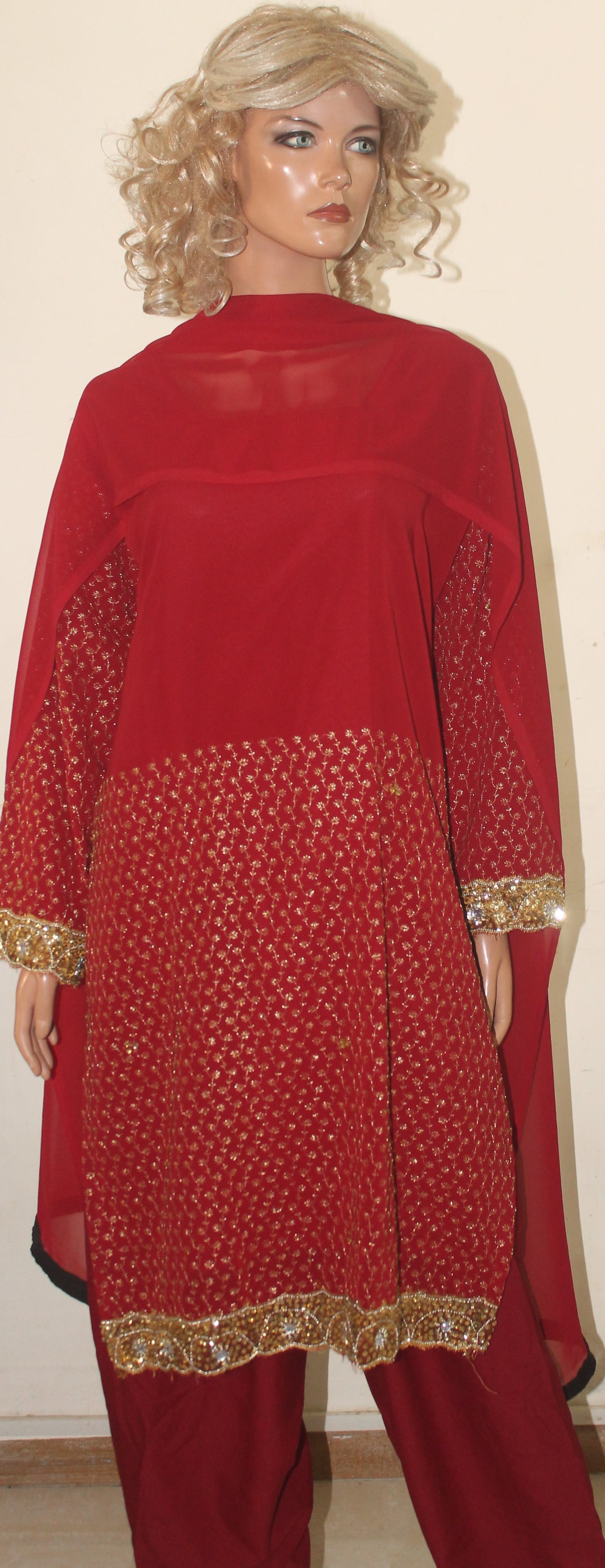 Red Dress Salwar kameez Dress Chest Plus chest  Size 50 Indian Wedding Party wear