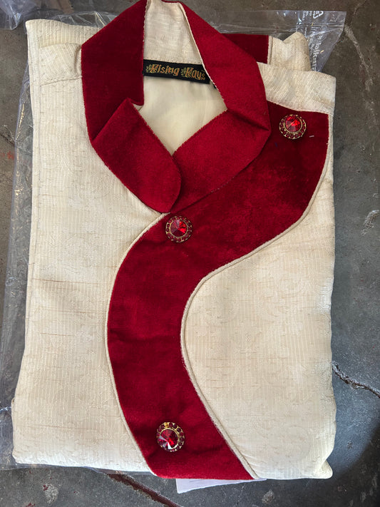 Cream Boys sherwani kurta pajama set age 12& 5