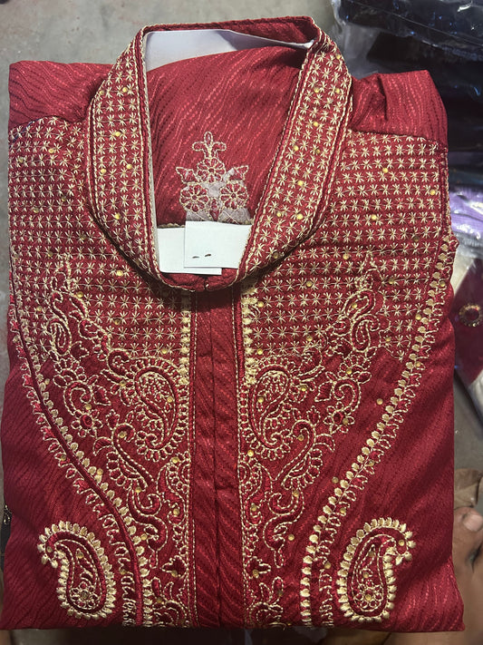 Burgundy Men Kurta Pajama Set Size Large  XL & XXL