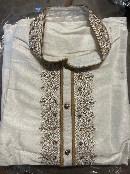 White Designer Men kurta pajama set Plus Size 3XL