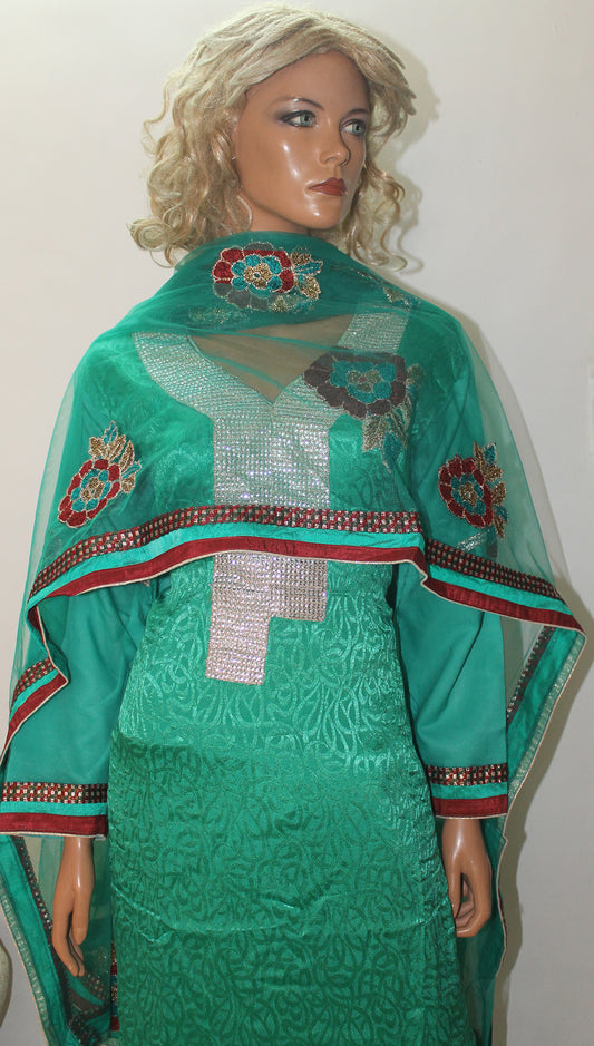 Green Embroidered  Salwar kameez  plus Chest Size 52
