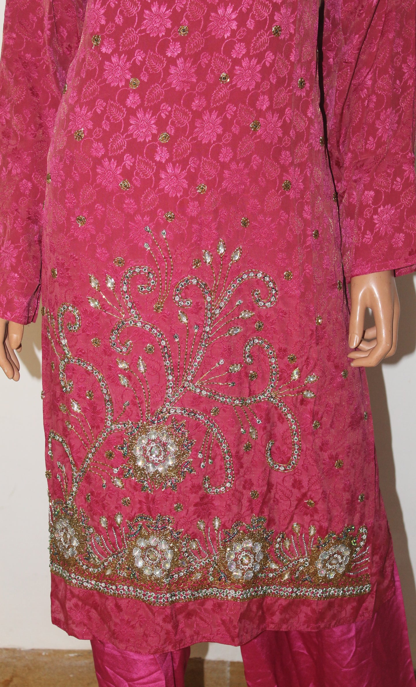 Pink Hand Beaded Dress Salwar kameez Dress Chest Plus chest  Size 50 Indian Wedding Party wear