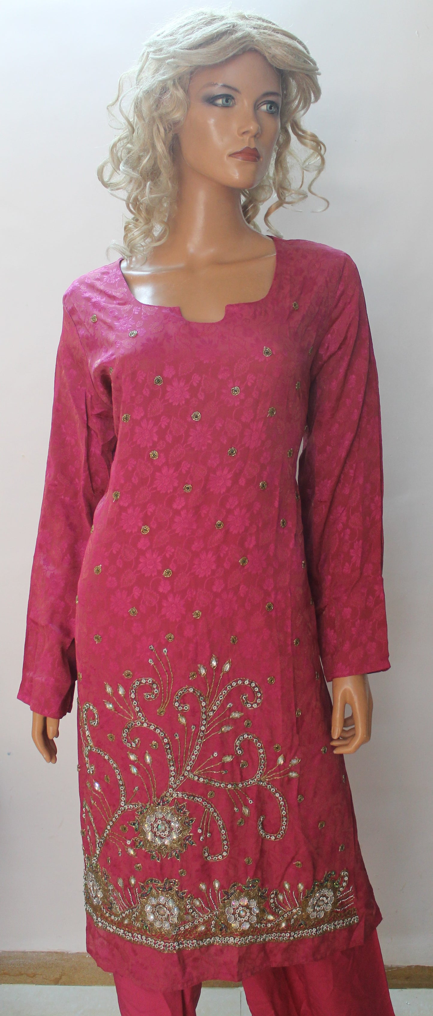 Pink Hand Beaded Dress Salwar kameez Dress Chest Plus chest  Size 50 Indian Wedding Party wear