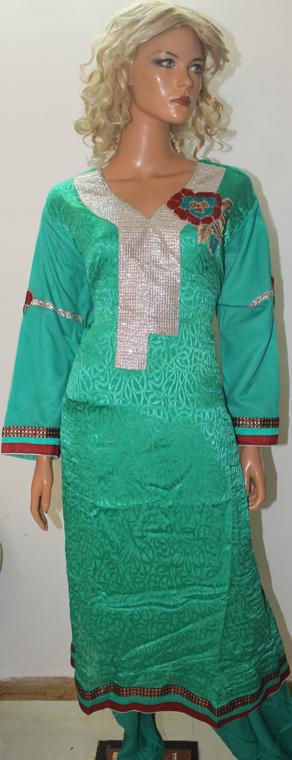 Green Embroidered  Salwar kameez  plus Chest Size 52