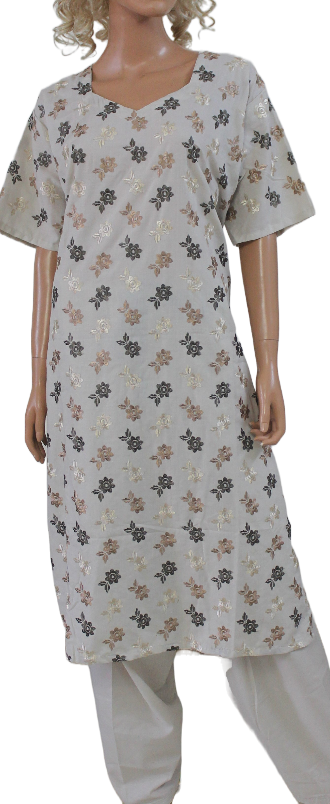 Cream  Embroidered Cotton Salwar kameez Dress Plus Chest Size 56 Indian Wedding Party wear
