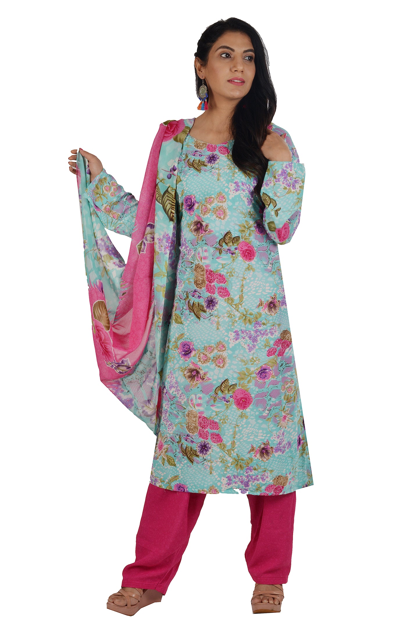 Blue Printed  Dress Salwar kameez Dress Chest Size 44