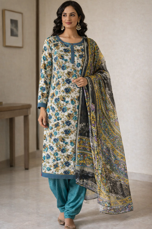 Floral Print salwar kameez dress Plus Chest  size 52 Long sleeves