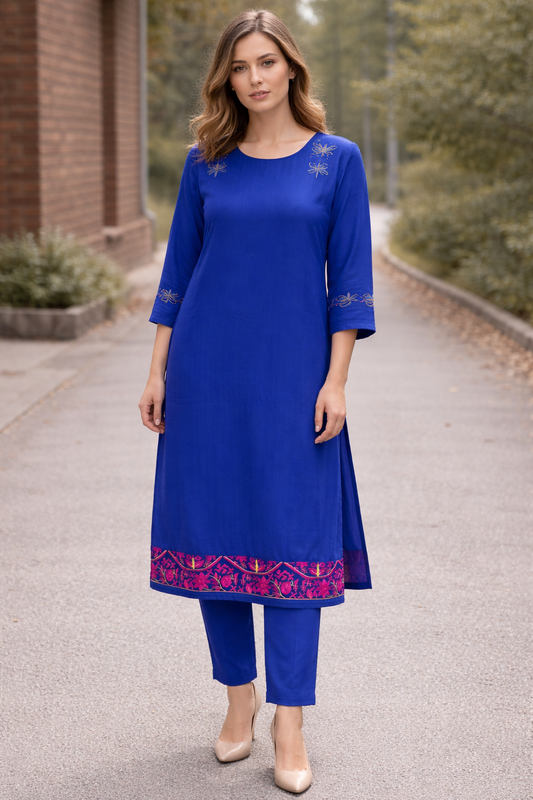 Blue  salwar kameez Dupatta chest size 40