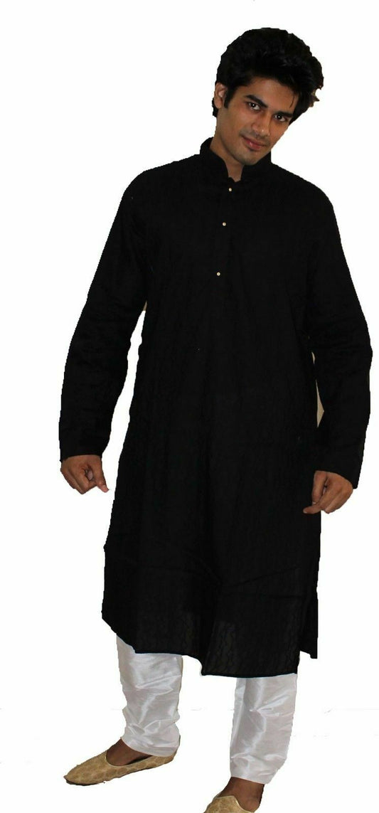 Black Cotton Men Kurta pajama Set SALE