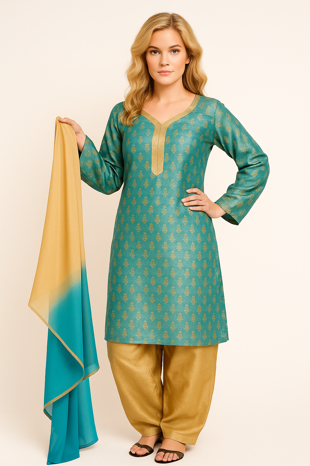 Blue   salwar kameez Dupatta set Plus  chest  Size 50,52,54