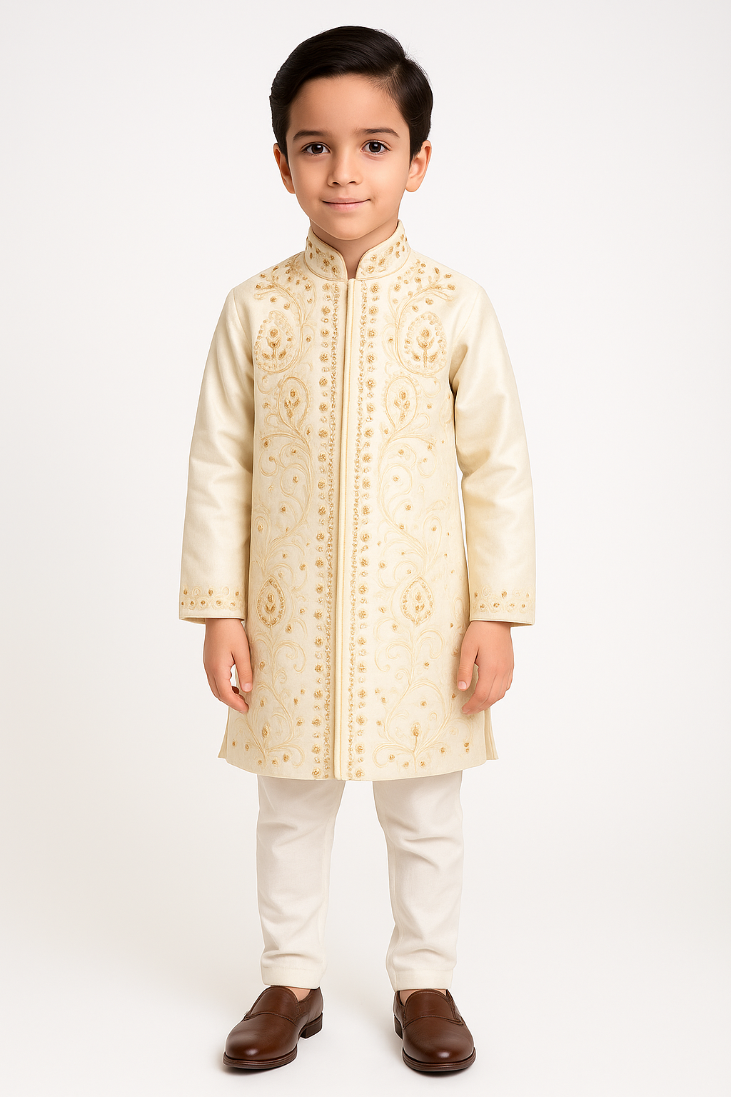 white  India Boys sherwani Beaded Indian Wedding party wear