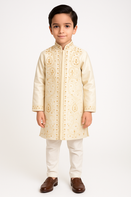 white  India Boys sherwani Beaded Indian Wedding party wear