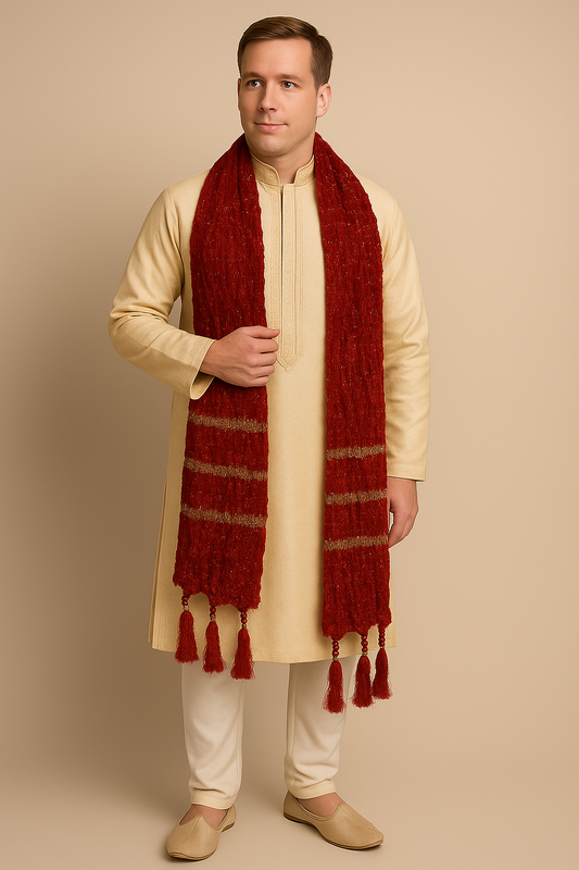Burgundy Dupatta for Men Match  Indian Wedding Sherwani Kurta