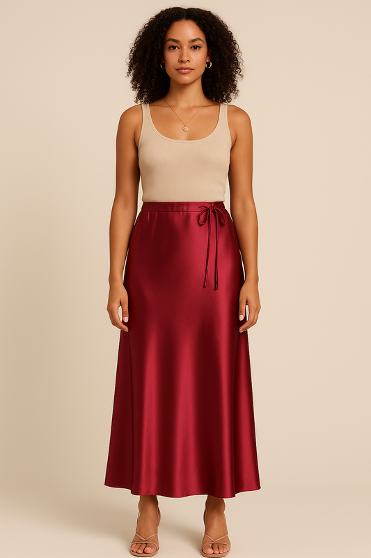 Burgundy  Satin Indian saree Petticoat Underskirt belly dancing Lehanga slip