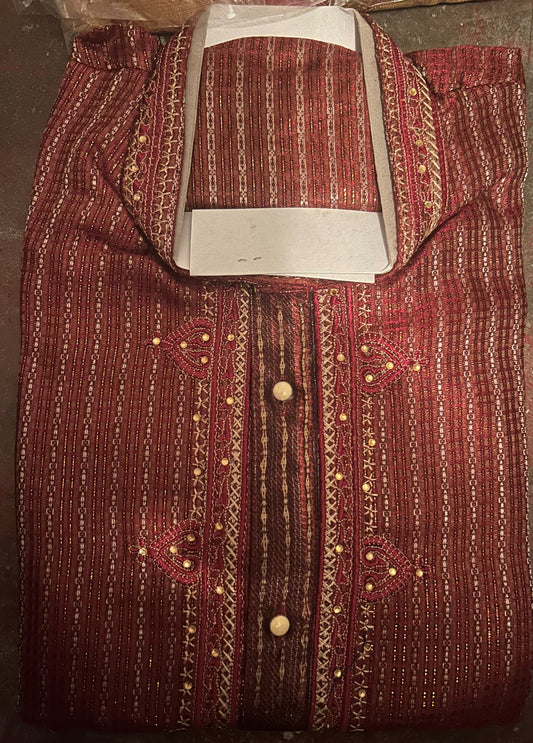 Burgundy Boys Kurta Pajama set age 11